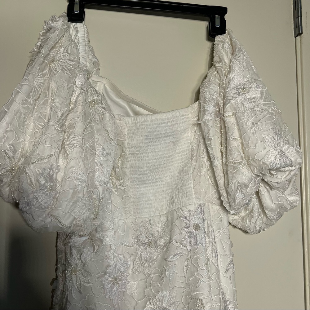 Anthro BHLDN 3D Floral Removable Puff-Sleeve Mini Dress size M Reception dress - Picture 6 of 12